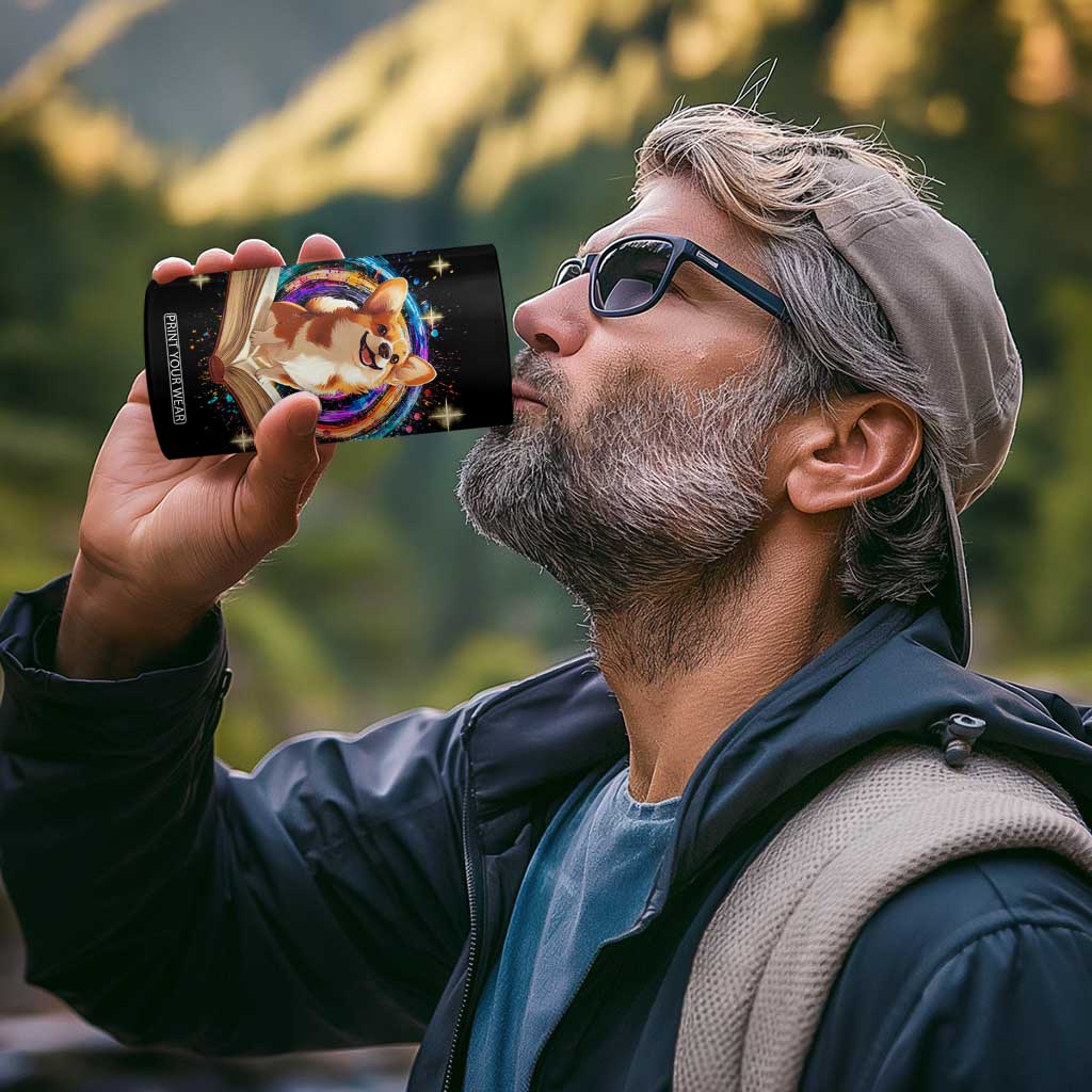 Cute Corgi Reading Books 4 in 1 Can Cooler Tumbler Personalized TS04 Print Your Wear