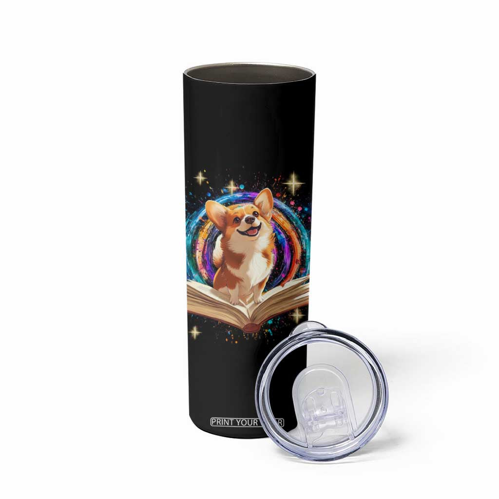 Cute Corgi Reading Books Skinny Tumbler Personalized TS04 Print Your Wear