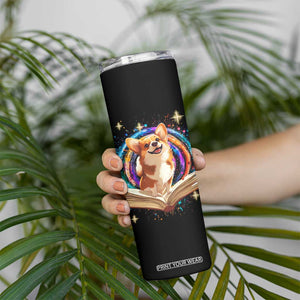 Cute Corgi Reading Books Skinny Tumbler Personalized TS04 Print Your Wear