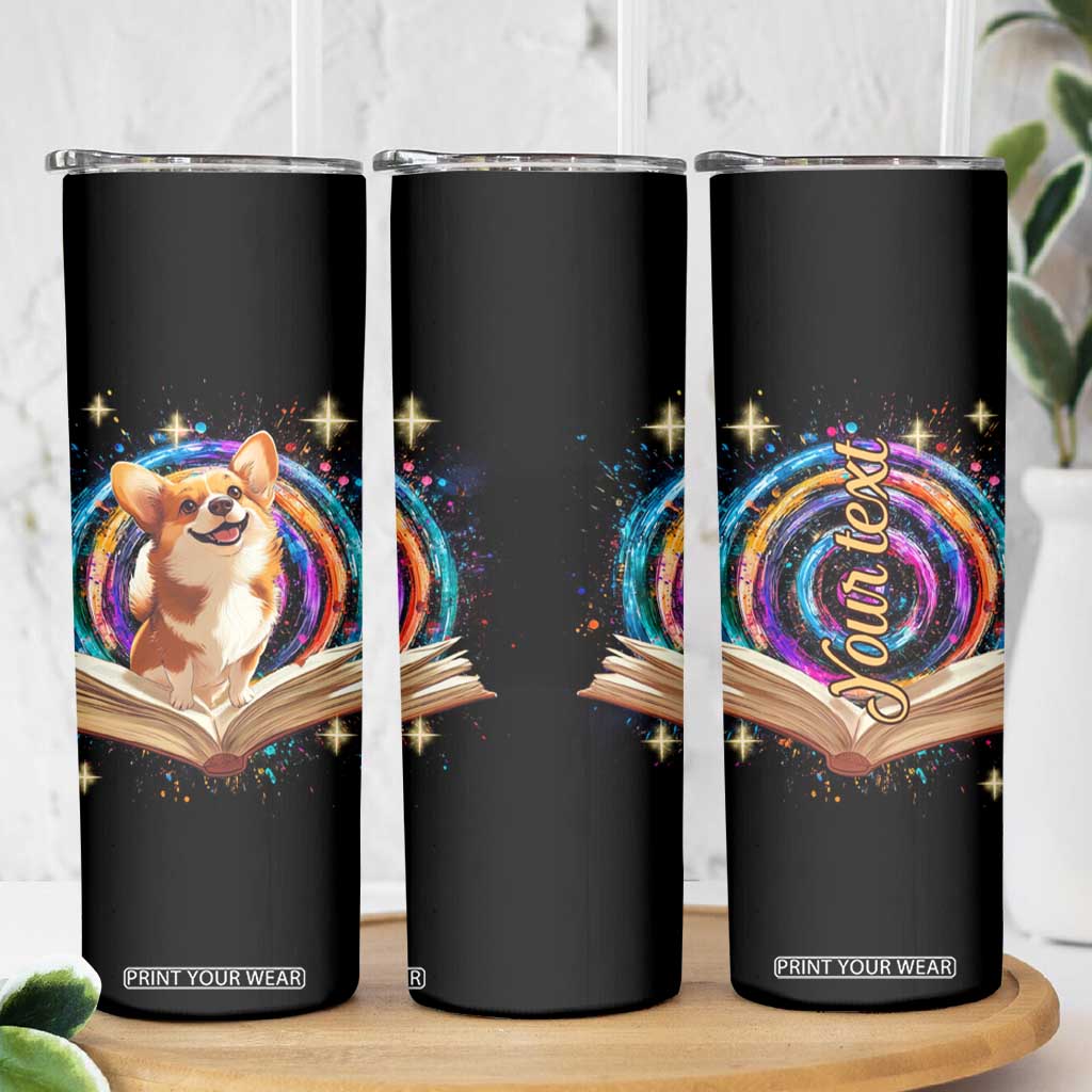 Cute Corgi Reading Books Skinny Tumbler Personalized TS04 Print Your Wear