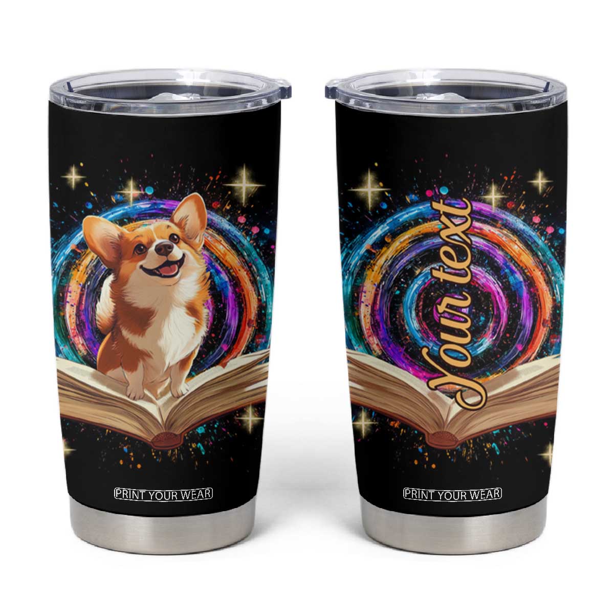 Cute Corgi Reading Books Tumbler Cup Personalized TS04 Multicolor Print Your Wear