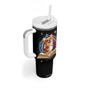 Cute Corgi Reading Books Tumbler With Handle Personalized TS04 Print Your Wear