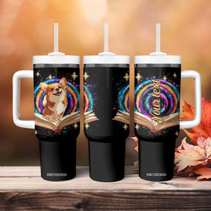 Cute Corgi Reading Books Tumbler With Handle Personalized TS04 Print Your Wear