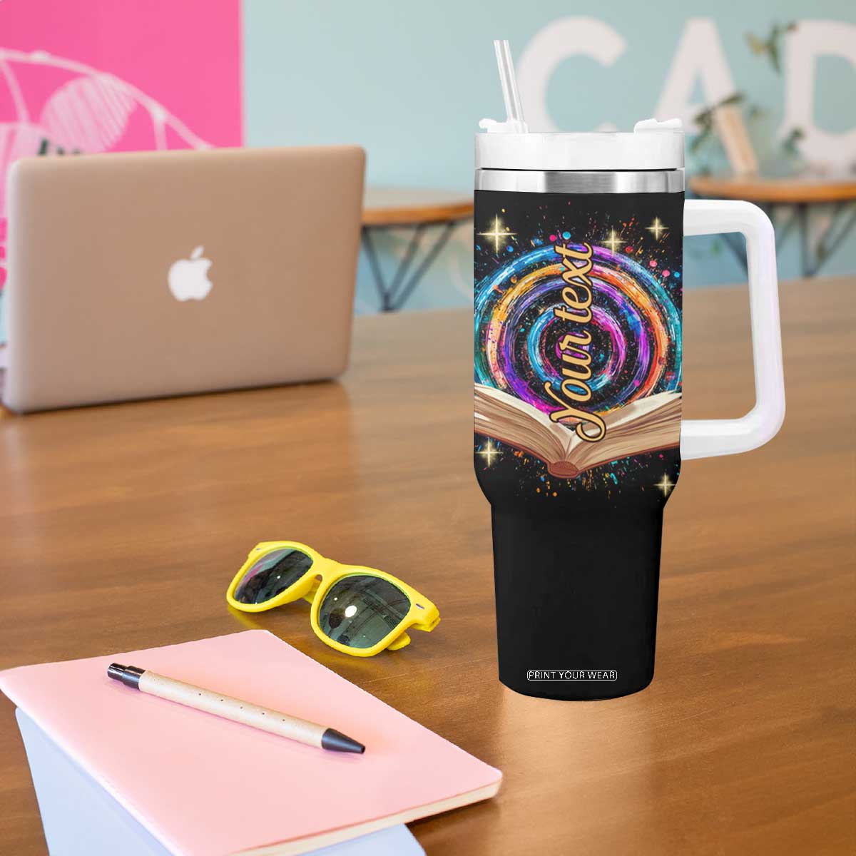 Cute Corgi Reading Books Tumbler With Handle Personalized TS04 Print Your Wear