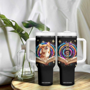 Cute Corgi Reading Books Tumbler With Handle Personalized TS04 Print Your Wear