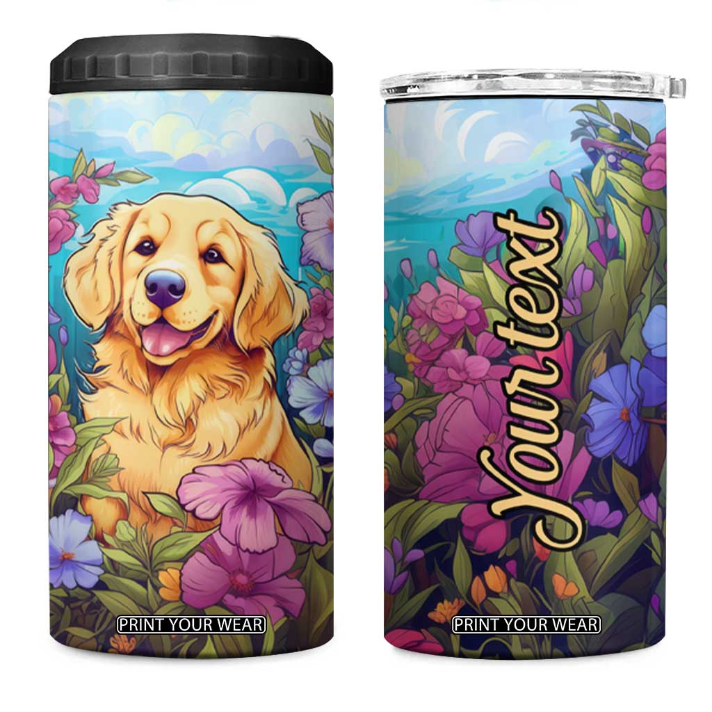 Retro Golden Retriever 4 in 1 Can Cooler Tumbler Personalized TS04 One Size: 16 oz Multicolor Print Your Wear