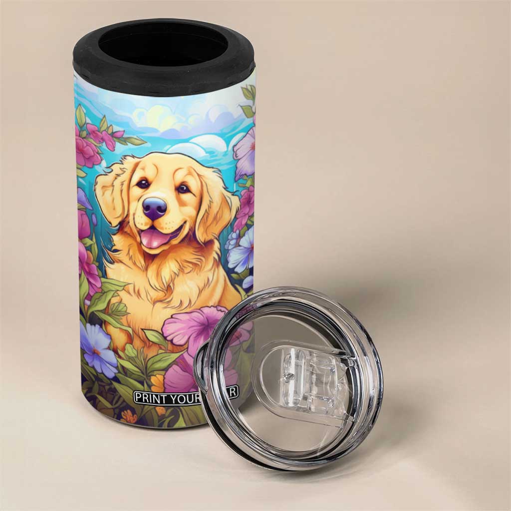 Retro Golden Retriever 4 in 1 Can Cooler Tumbler Personalized TS04 Print Your Wear
