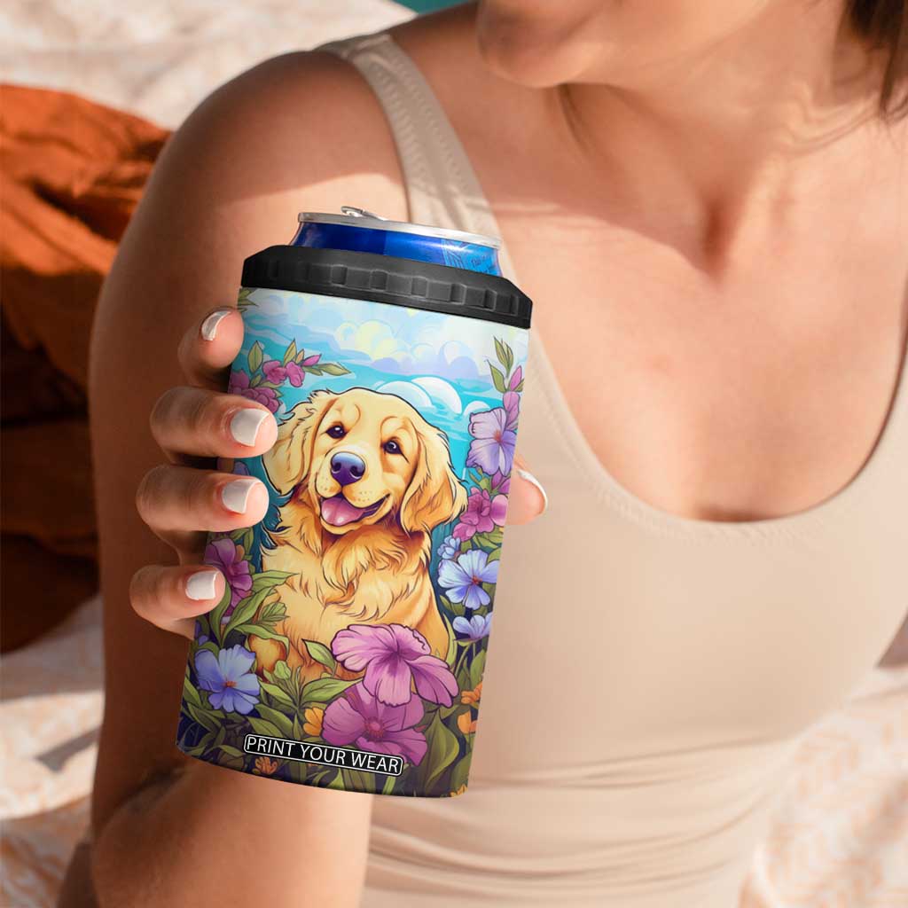 Retro Golden Retriever 4 in 1 Can Cooler Tumbler Personalized TS04 Print Your Wear
