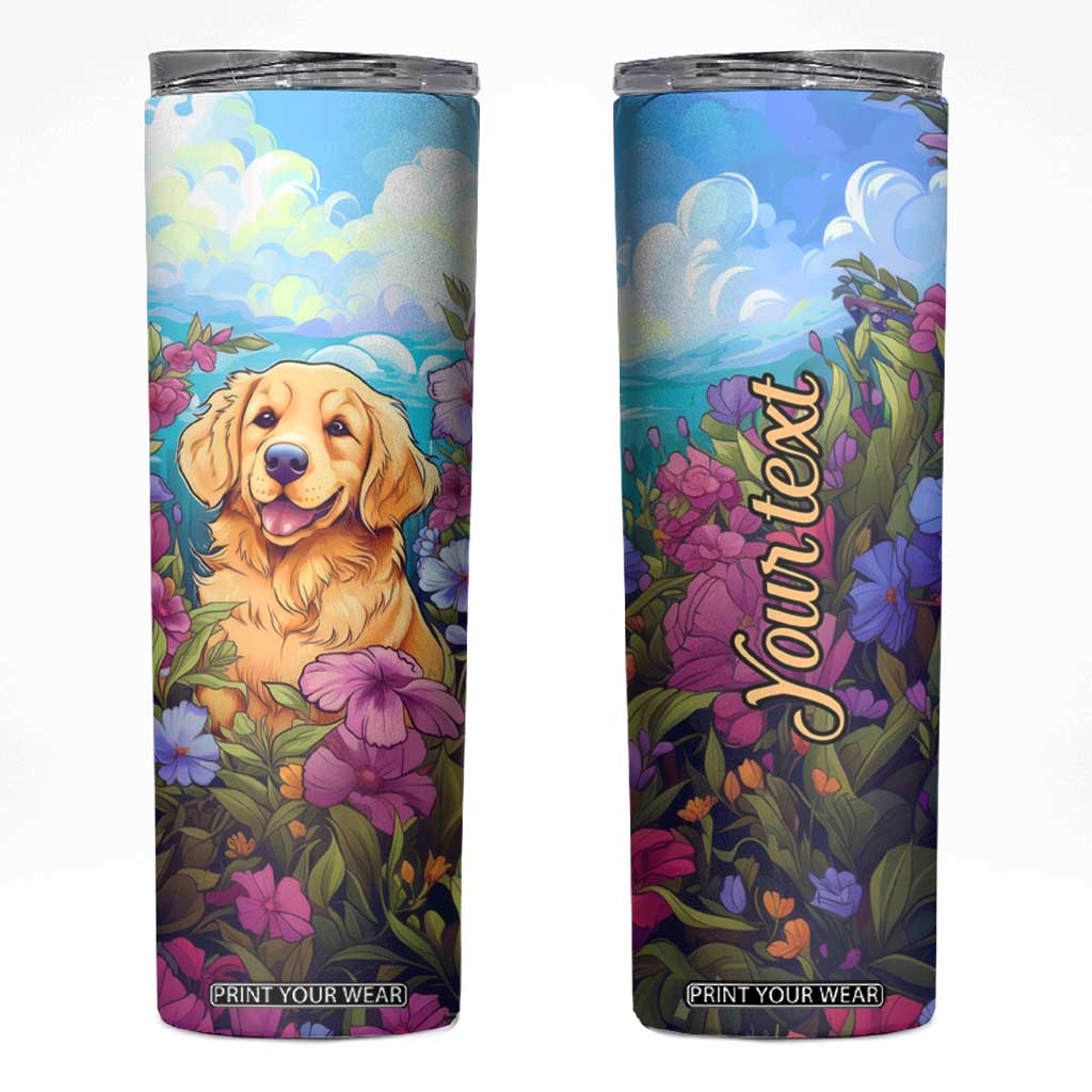 Retro Golden Retriever Skinny Tumbler Personalized TS04 Multicolor Print Your Wear