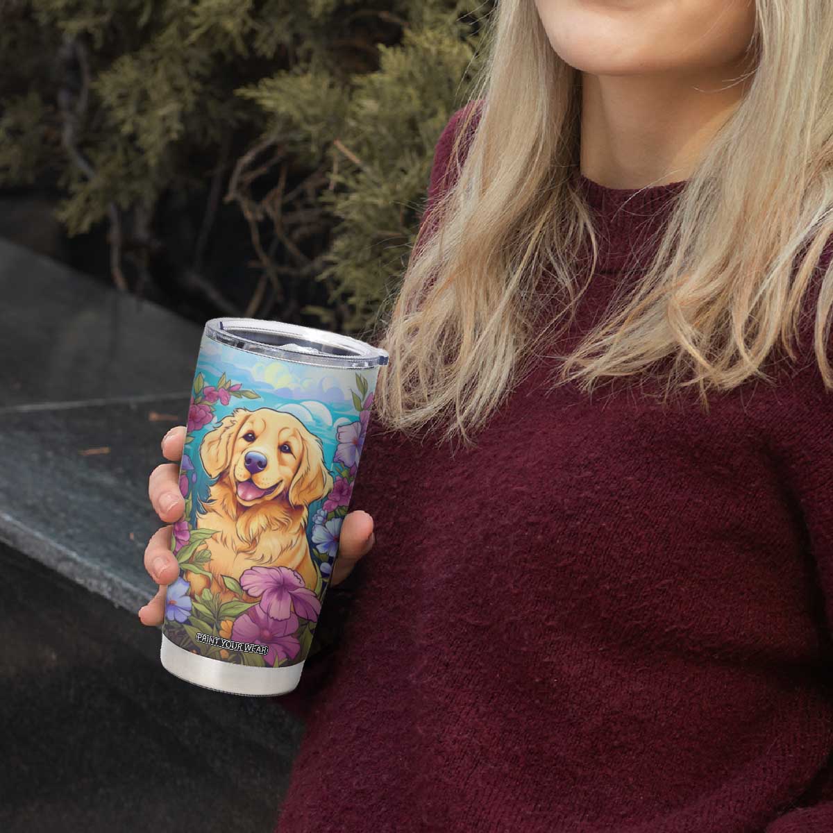 Retro Golden Retriever Tumbler Cup Personalized TS04 Print Your Wear