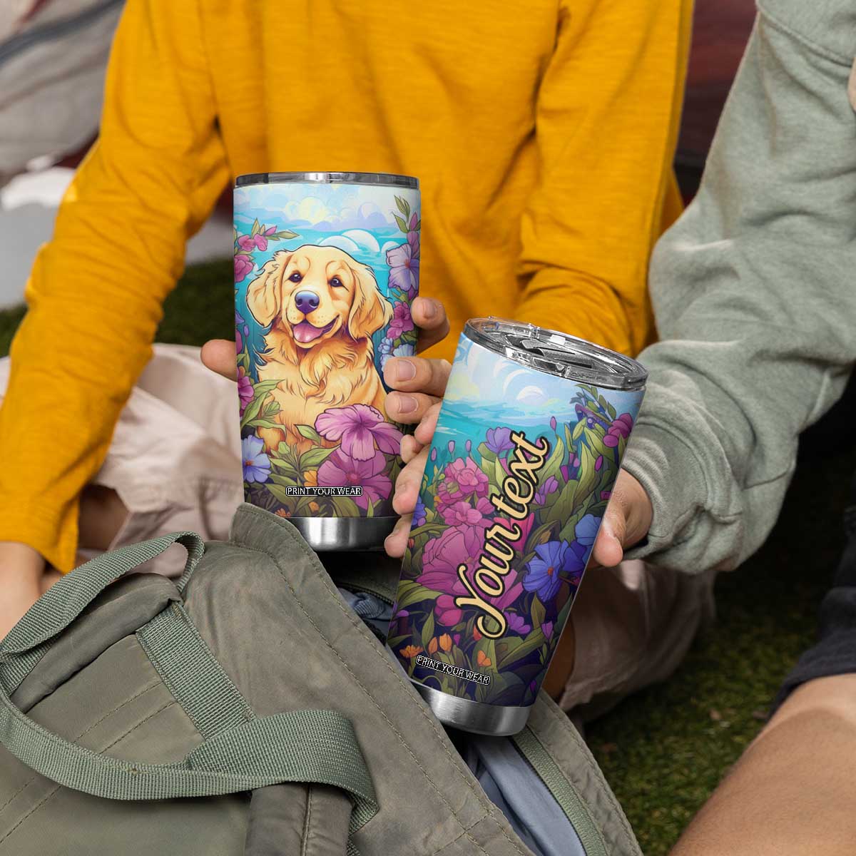 Retro Golden Retriever Tumbler Cup Personalized TS04 Print Your Wear