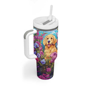 Retro Golden Retriever Tumbler With Handle Personalized TS04 Print Your Wear