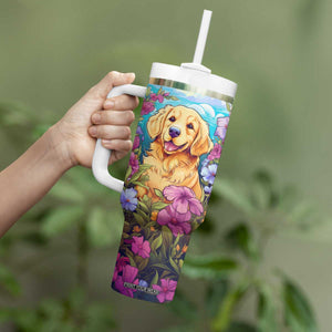 Retro Golden Retriever Tumbler With Handle Personalized TS04 Print Your Wear