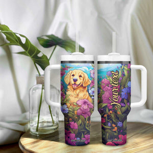 Retro Golden Retriever Tumbler With Handle Personalized TS04 Print Your Wear