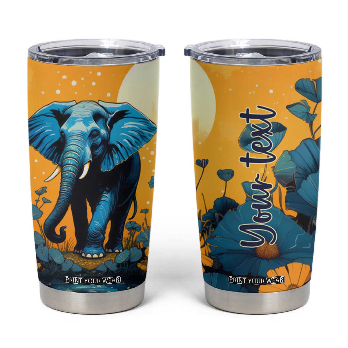 Retro Elephant Tumbler Cup Personalized TS04 Multicolor Print Your Wear