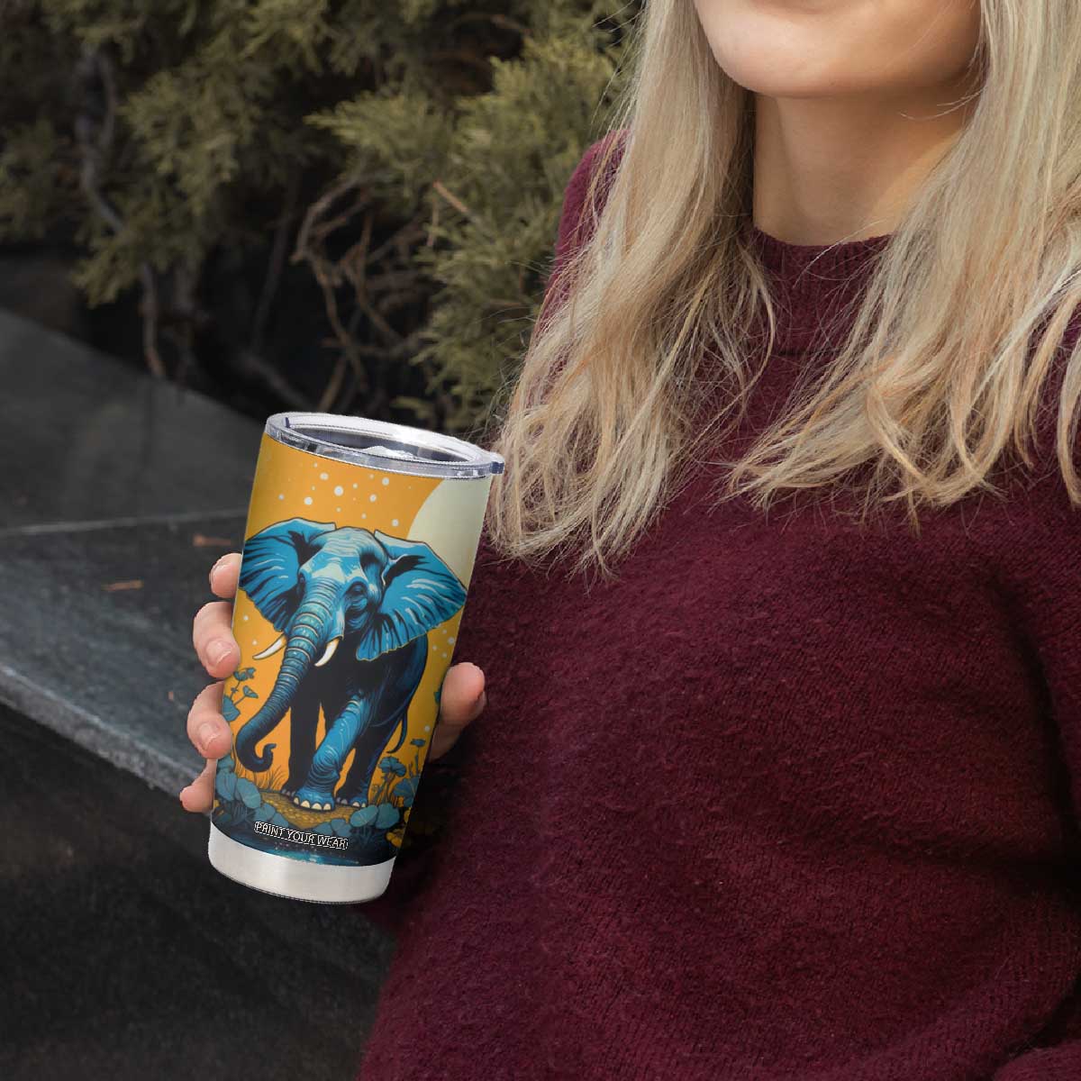Retro Elephant Tumbler Cup Personalized TS04 Print Your Wear