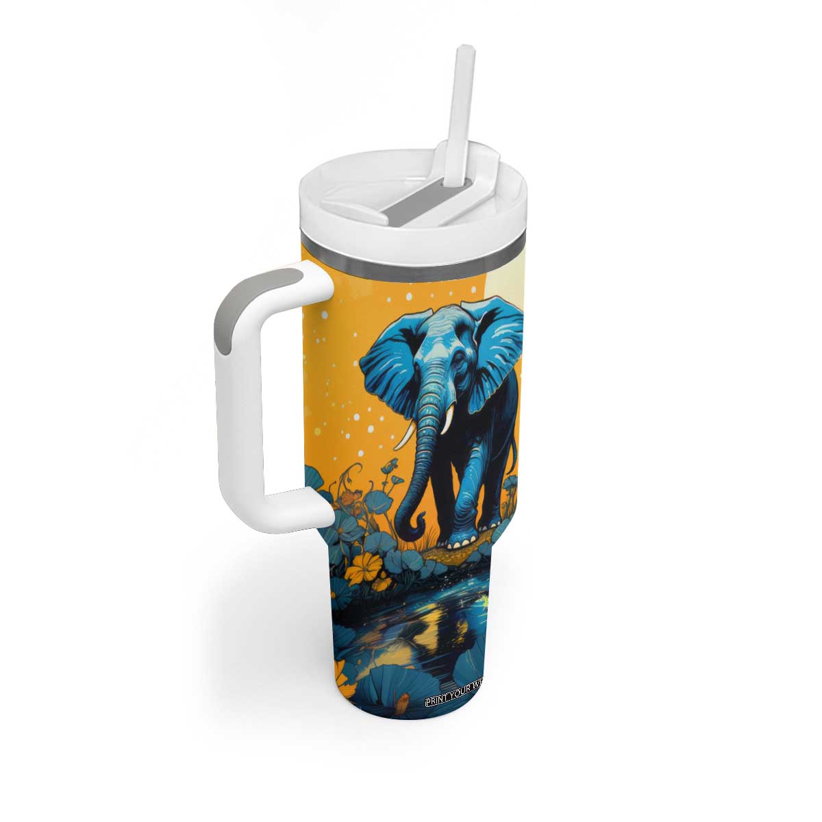 Retro Elephant Tumbler With Handle Personalized TS04 Print Your Wear