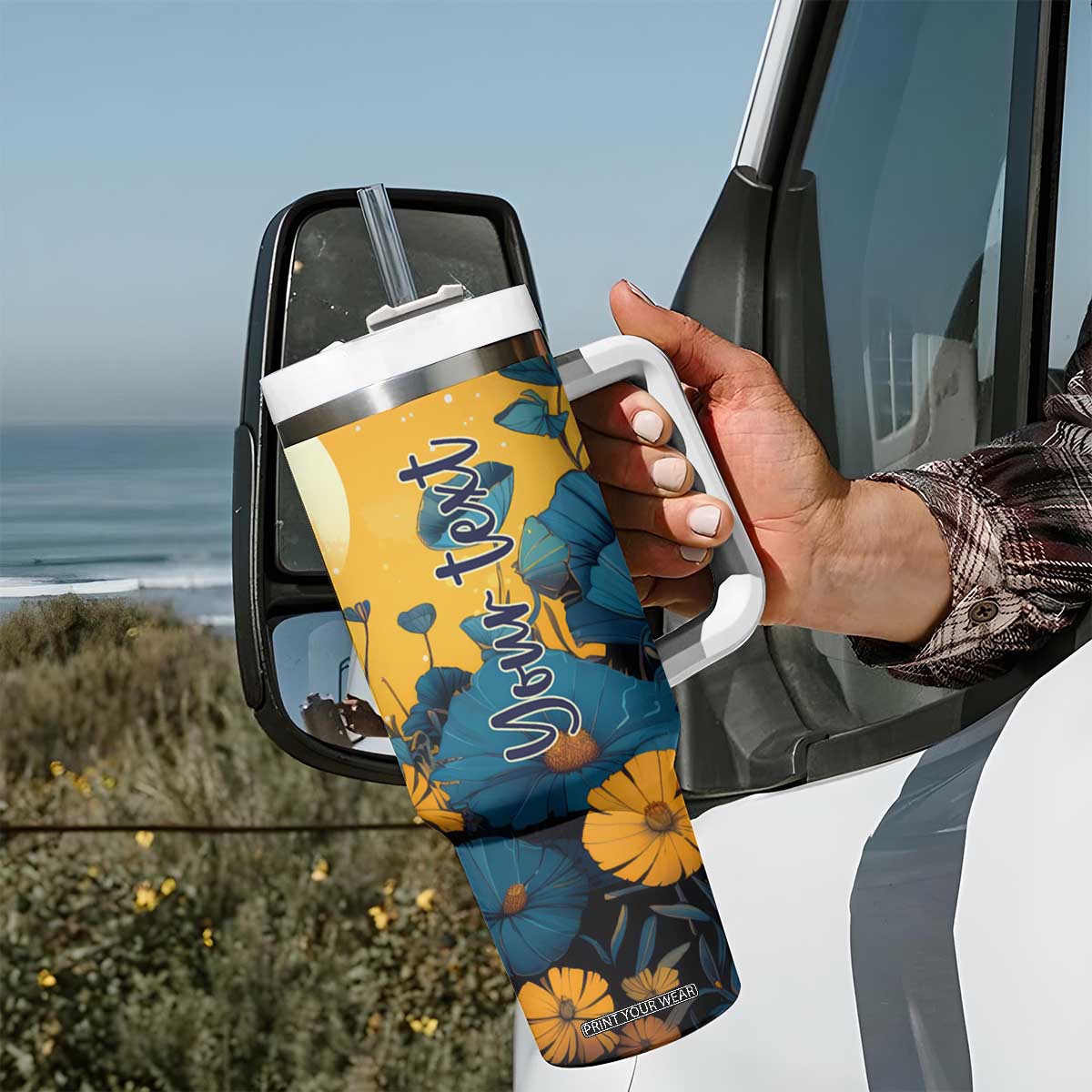 Retro Elephant Tumbler With Handle Personalized TS04 Print Your Wear