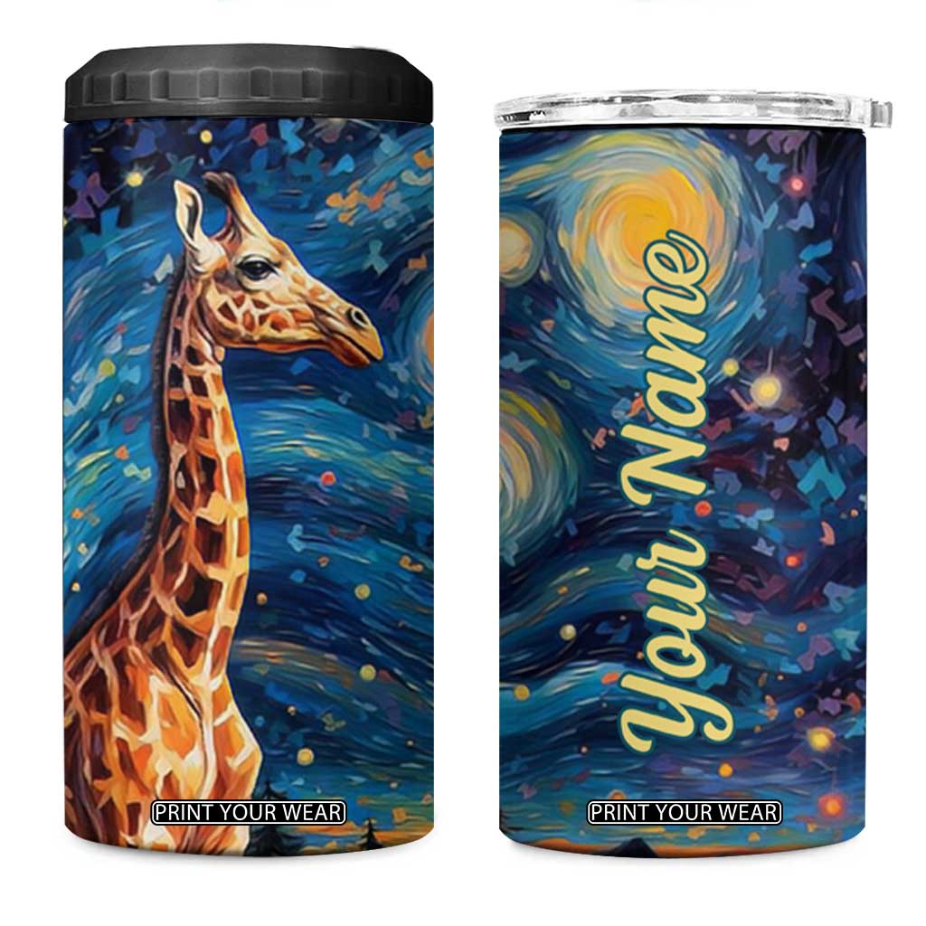 Giraffe Starry Night 4 in 1 Can Cooler Tumbler Personalized TS04 One Size: 16 oz Multicolor Print Your Wear