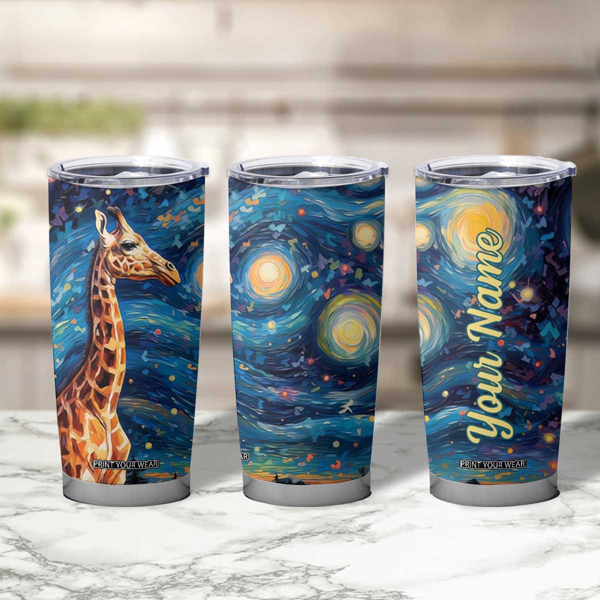 Giraffe Starry Night Tumbler Cup Personalized TS04 Print Your Wear