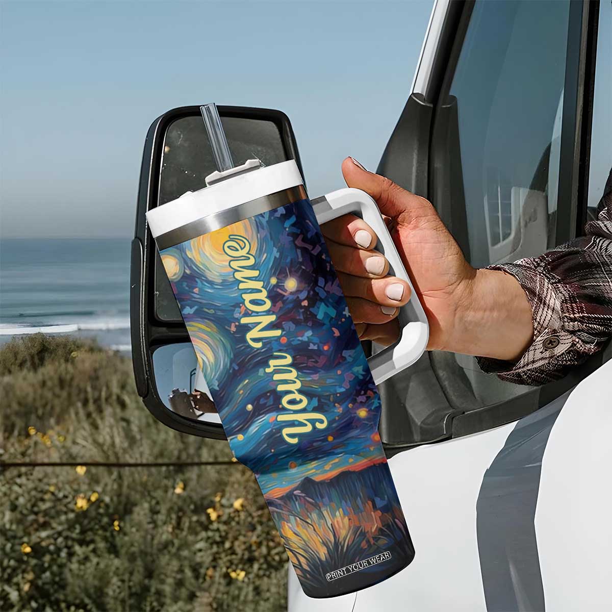 Giraffe Starry Night Tumbler With Handle Personalized TS04 Print Your Wear