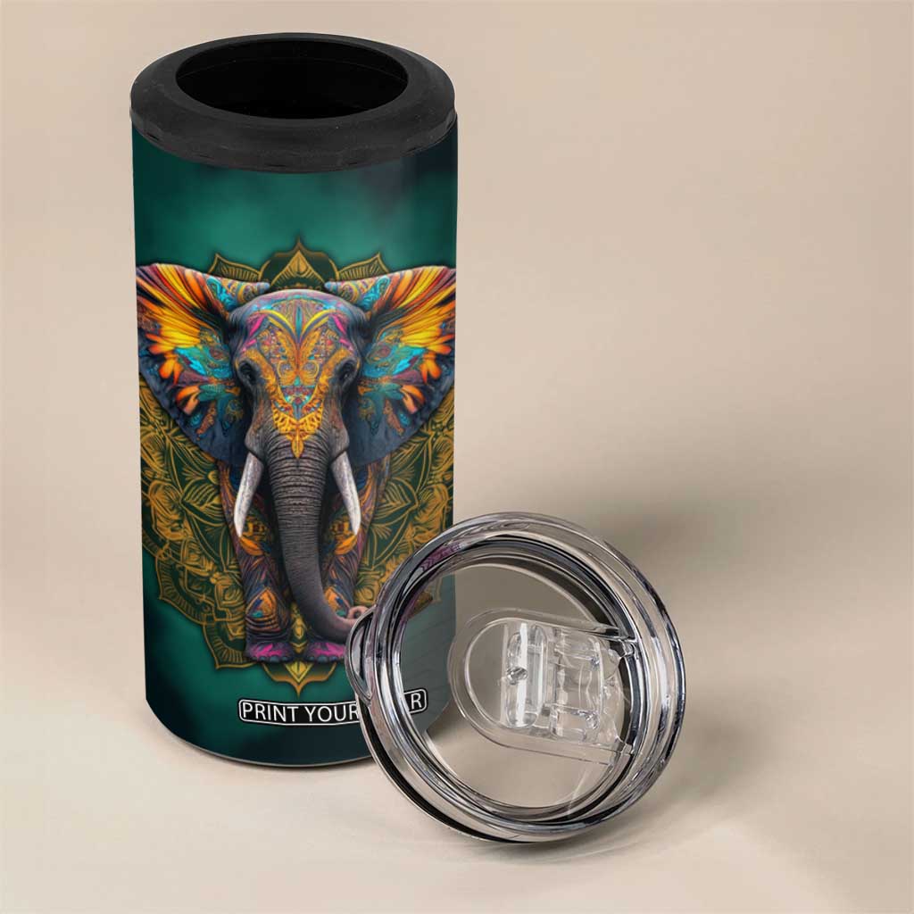 Mandala Tribal Elephant 4 in 1 Can Cooler Tumbler Personalized TS04 Print Your Wear