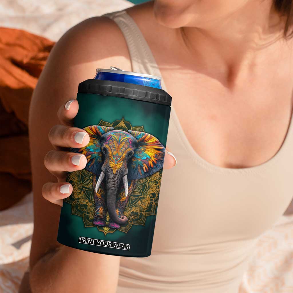 Mandala Tribal Elephant 4 in 1 Can Cooler Tumbler Personalized TS04 Print Your Wear