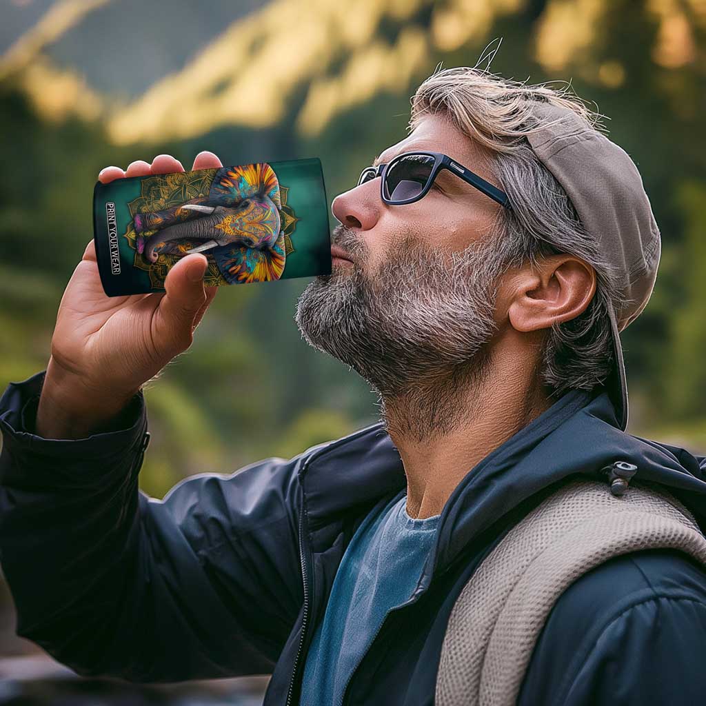 Mandala Tribal Elephant 4 in 1 Can Cooler Tumbler Personalized TS04 Print Your Wear