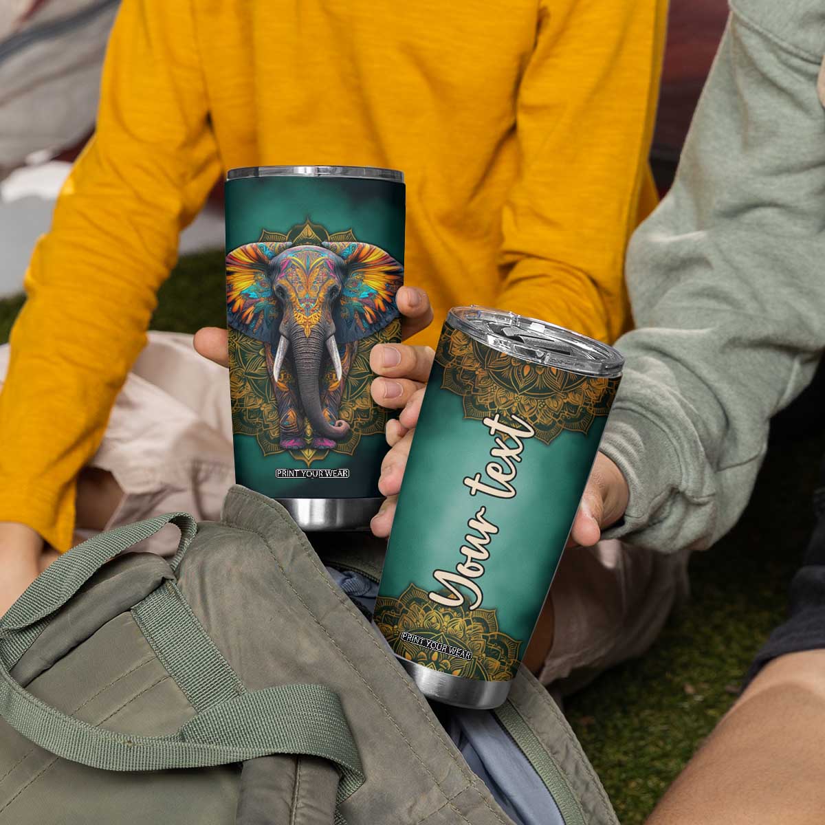 Mandala Tribal Elephant Tumbler Cup Personalized TS04 Print Your Wear