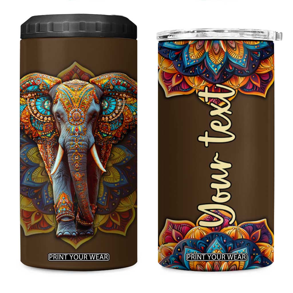Mandala Elephant 4 in 1 Can Cooler Tumbler Personalized TS04 One Size: 16 oz Multicolor Print Your Wear