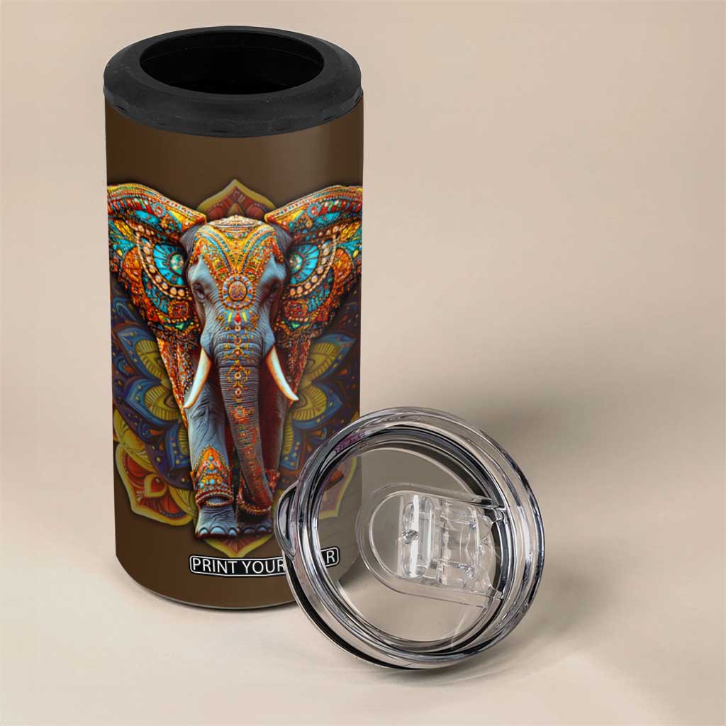 Mandala Elephant 4 in 1 Can Cooler Tumbler Personalized TS04 Print Your Wear