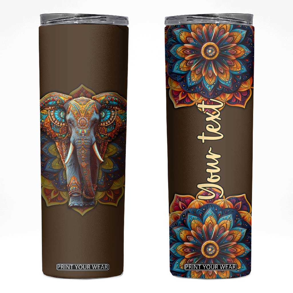 Mandala Elephant Skinny Tumbler Personalized TS04 Multicolor Print Your Wear