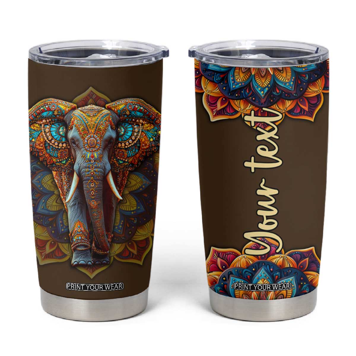 Mandala Elephant Tumbler Cup Personalized TS04 Multicolor Print Your Wear