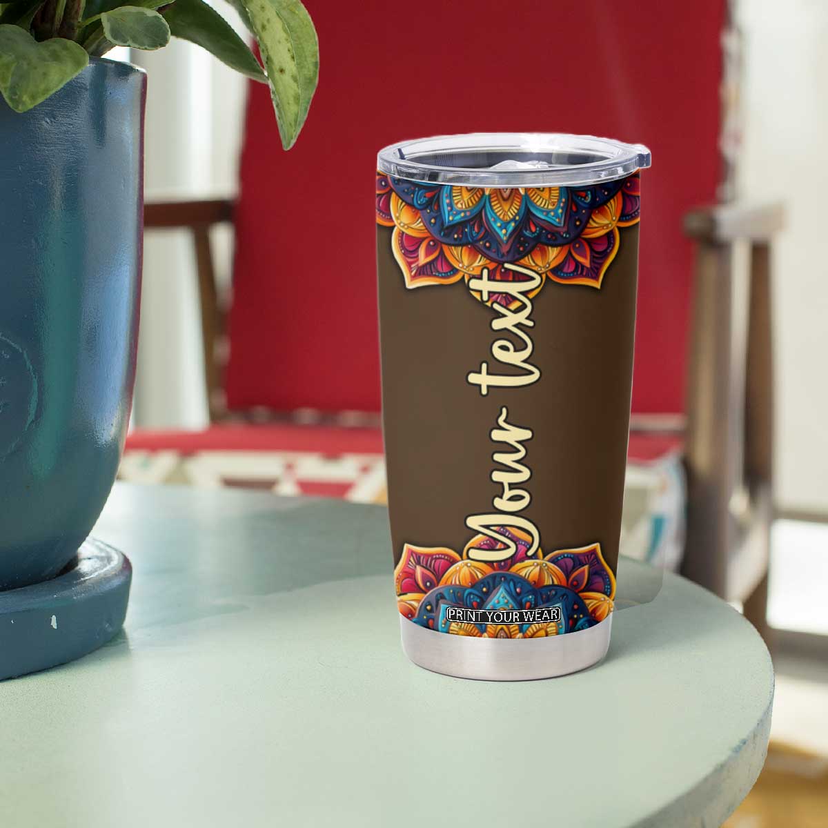 Mandala Elephant Tumbler Cup Personalized TS04 Print Your Wear