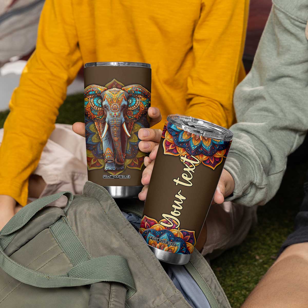 Mandala Elephant Tumbler Cup Personalized TS04 Print Your Wear