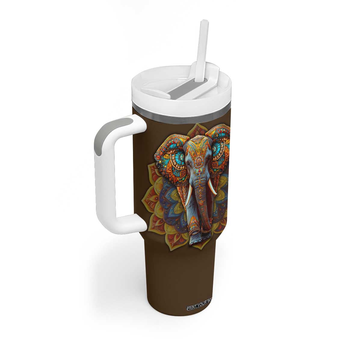 Mandala Elephant Tumbler With Handle Personalized TS04 Print Your Wear