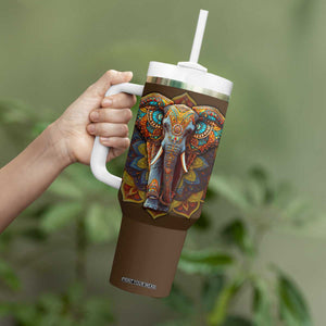 Mandala Elephant Tumbler With Handle Personalized TS04 Print Your Wear