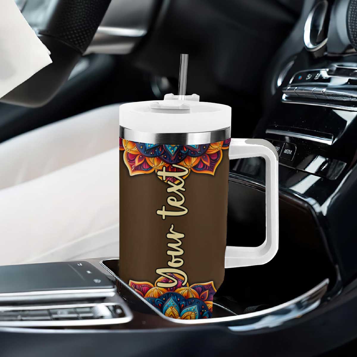 Mandala Elephant Tumbler With Handle Personalized TS04 Print Your Wear
