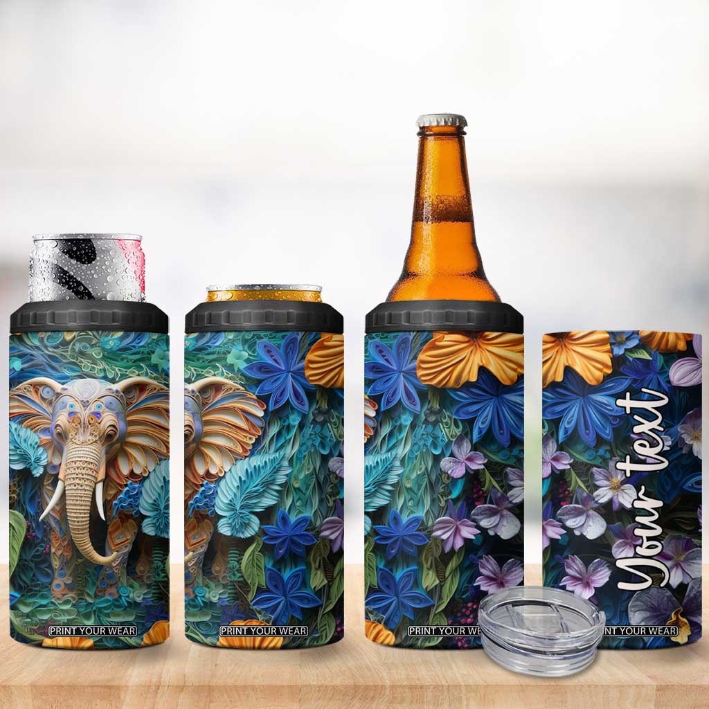 Elephant Paper Quiling 4 in 1 Can Cooler Tumbler Personalized TS04 Print Your Wear