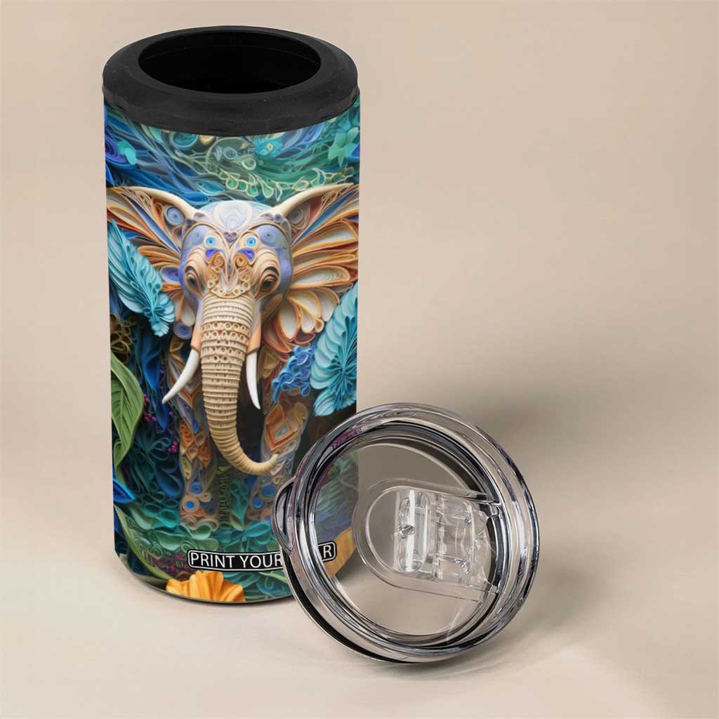 Elephant Paper Quiling 4 in 1 Can Cooler Tumbler Personalized TS04 Print Your Wear