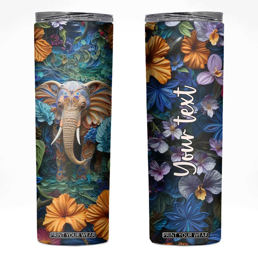 Elephant Paper Quiling Skinny Tumbler Personalized TS04 Multicolor Print Your Wear