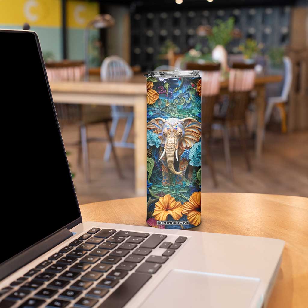 Elephant Paper Quiling Skinny Tumbler Personalized TS04 Print Your Wear