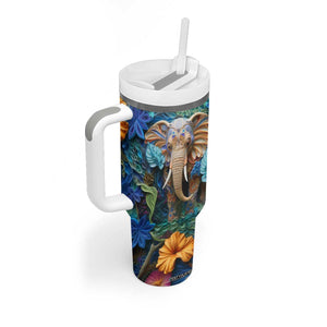 Elephant Paper Quiling Tumbler With Handle Personalized TS04 Print Your Wear