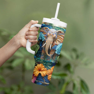 Elephant Paper Quiling Tumbler With Handle Personalized TS04 Print Your Wear