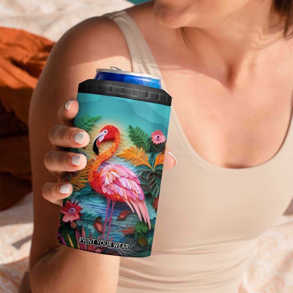 Flamingo Tropical Paper Quiling 4 in 1 Can Cooler Tumbler Personalized TS04 Print Your Wear