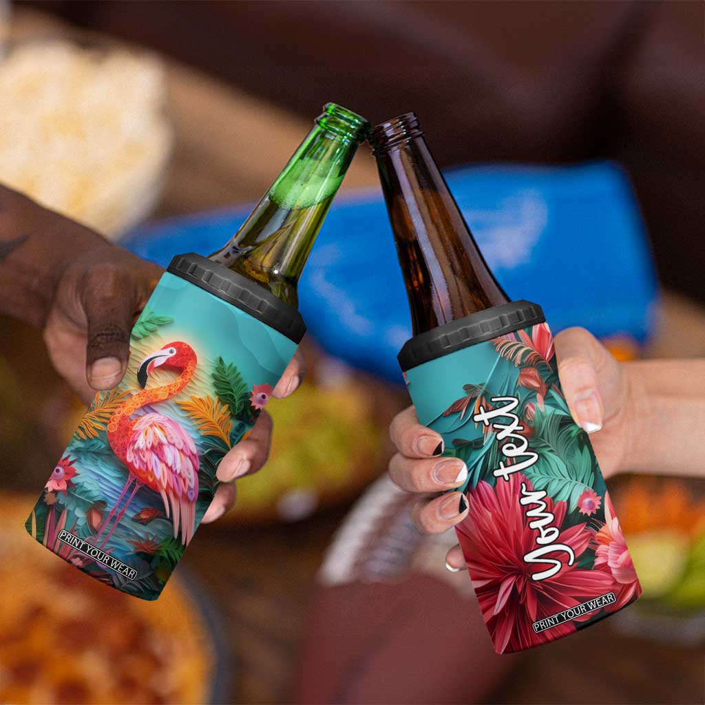 Flamingo Tropical Paper Quiling 4 in 1 Can Cooler Tumbler Personalized TS04 Print Your Wear