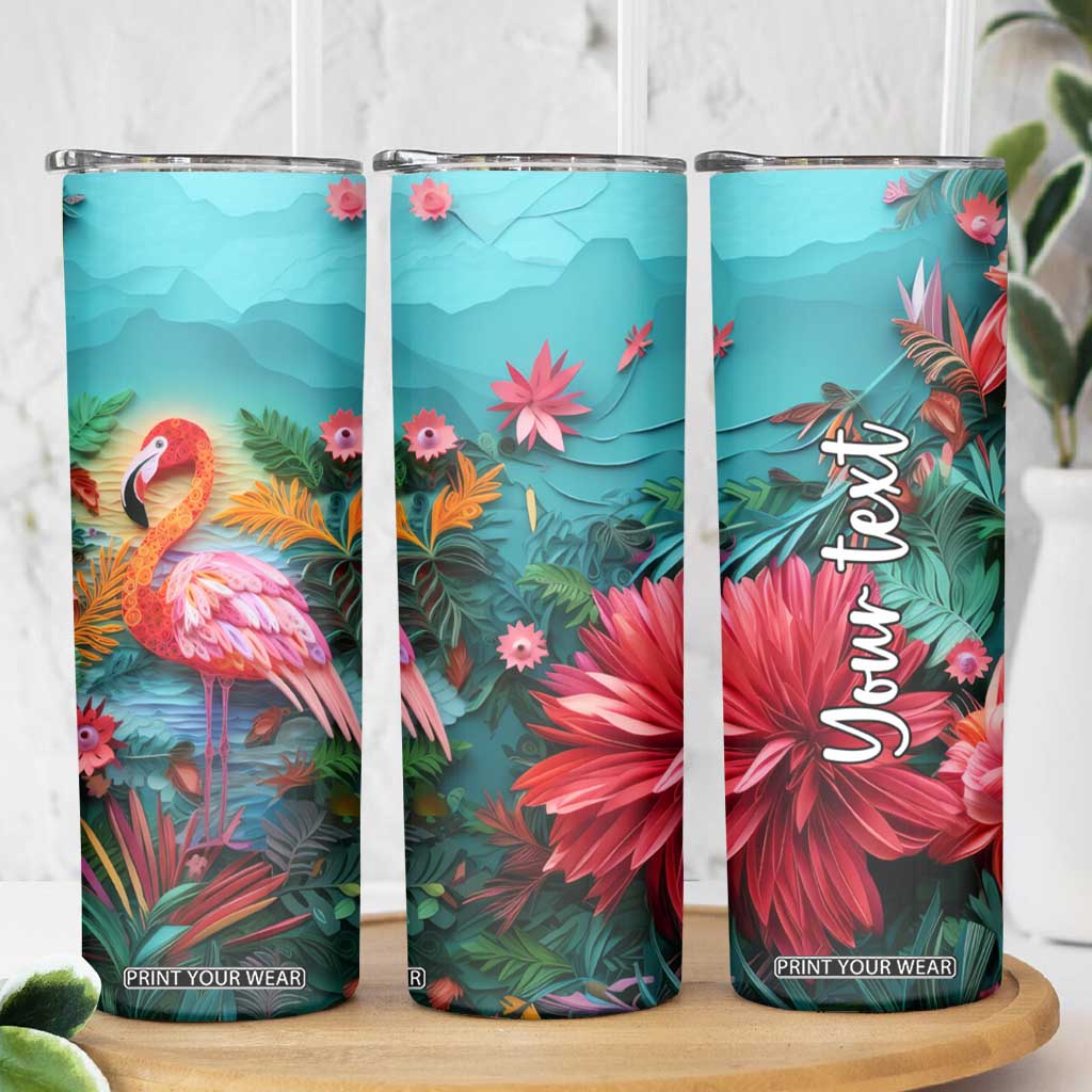 Flamingo Tropical Paper Quiling Skinny Tumbler Personalized TS04 Print Your Wear