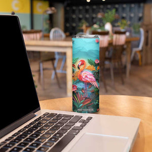 Flamingo Tropical Paper Quiling Skinny Tumbler Personalized TS04 Print Your Wear