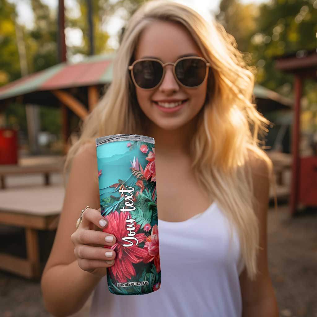 Flamingo Tropical Paper Quiling Skinny Tumbler Personalized TS04 Print Your Wear