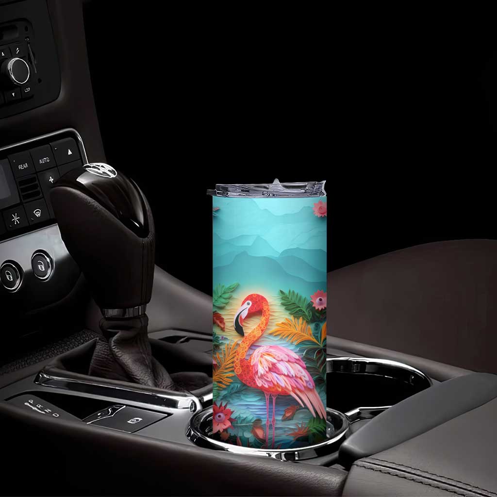Flamingo Tropical Paper Quiling Skinny Tumbler Personalized TS04 Print Your Wear
